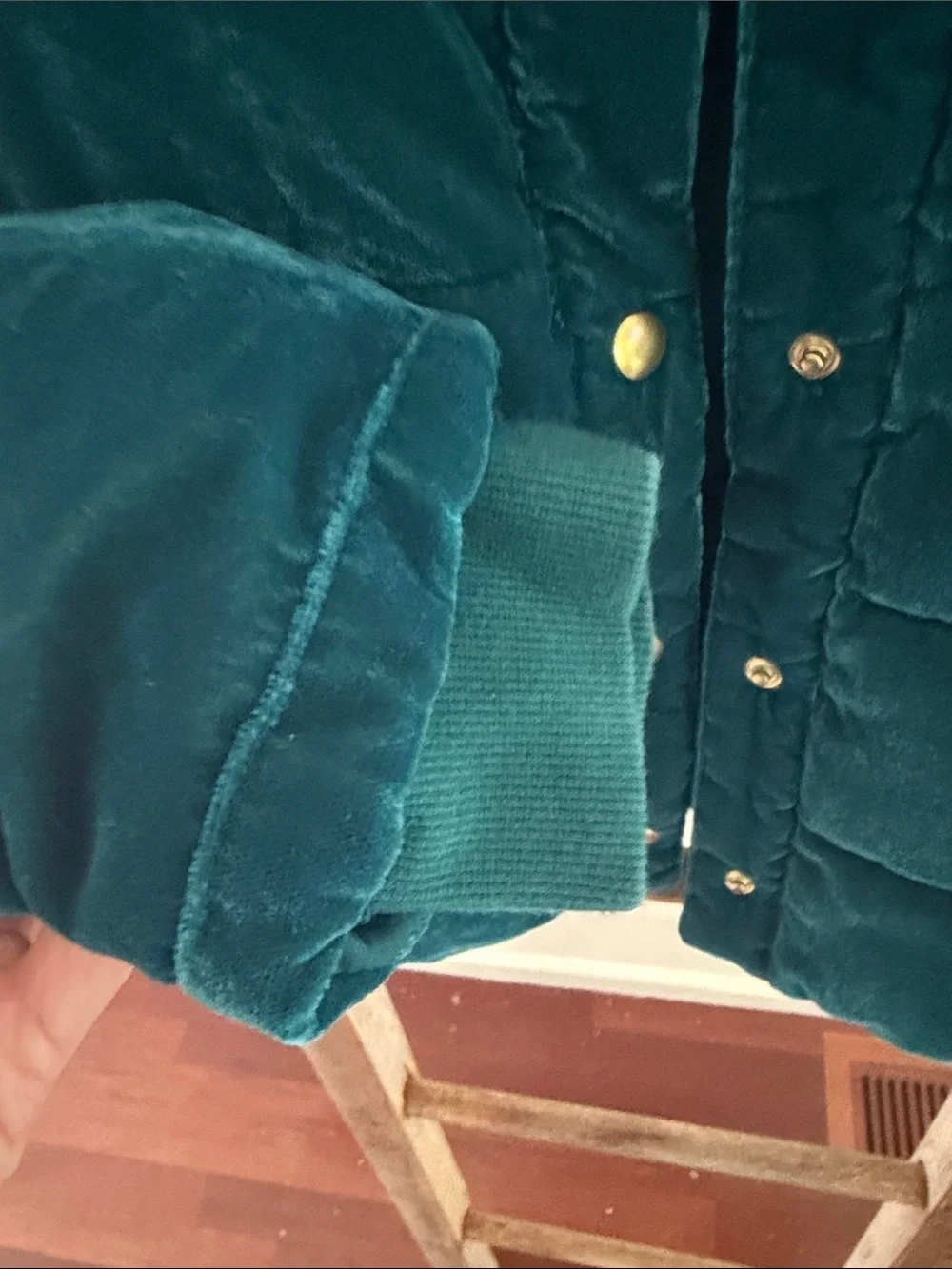 Janie and Jack Velvet Puffer Jacket in Deep Teal